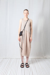 Asymmetric O-Shape Dress_Cotton Jersey + Voile + Mesh