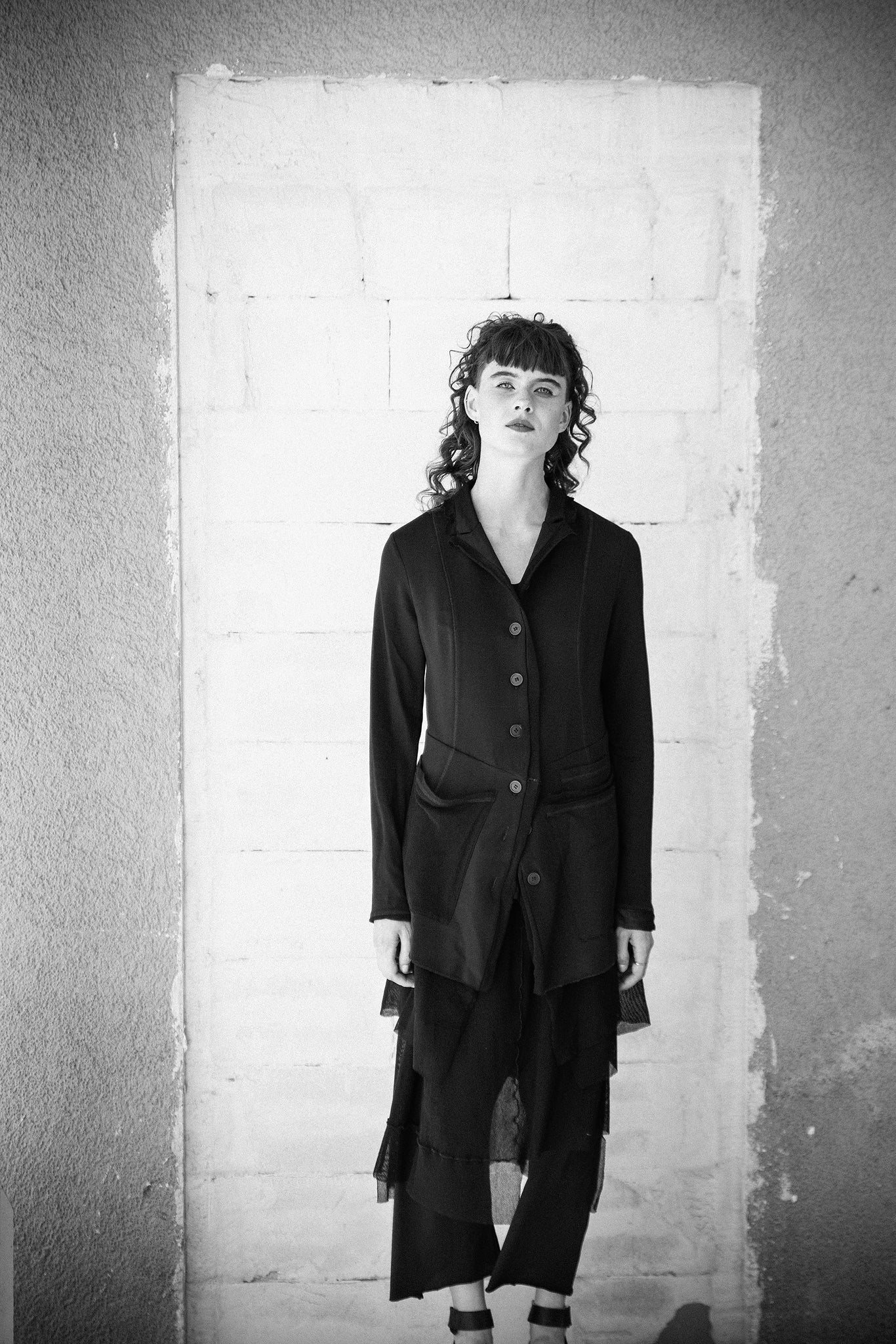 Layered Penguin Coat_Tencel Sweat + Mesh