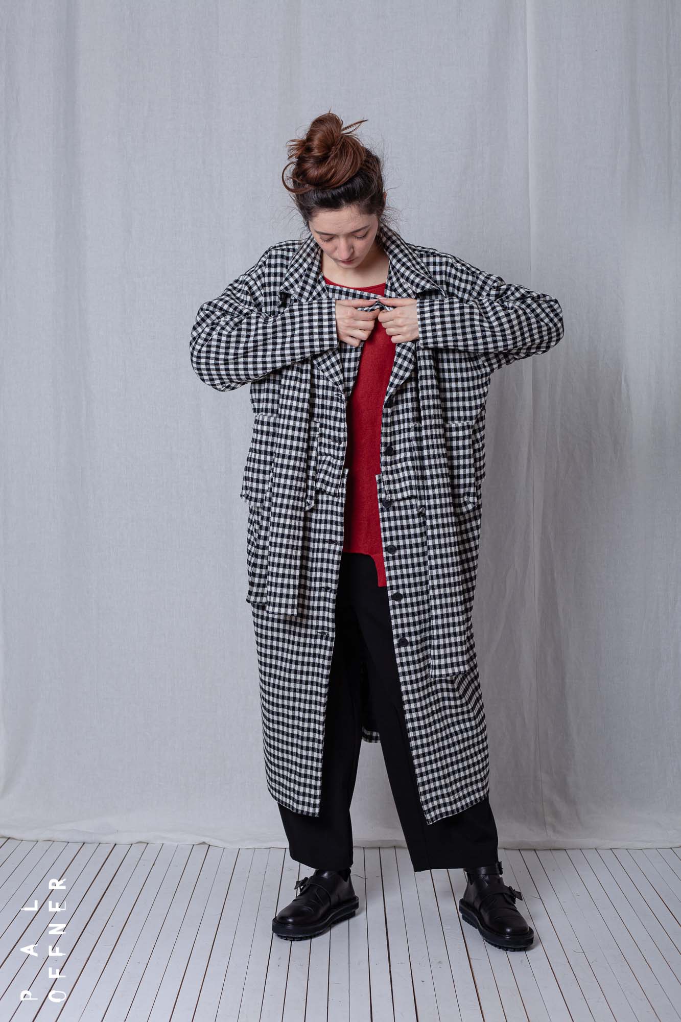 2 in 1 Coat_Checked Cotton Mix