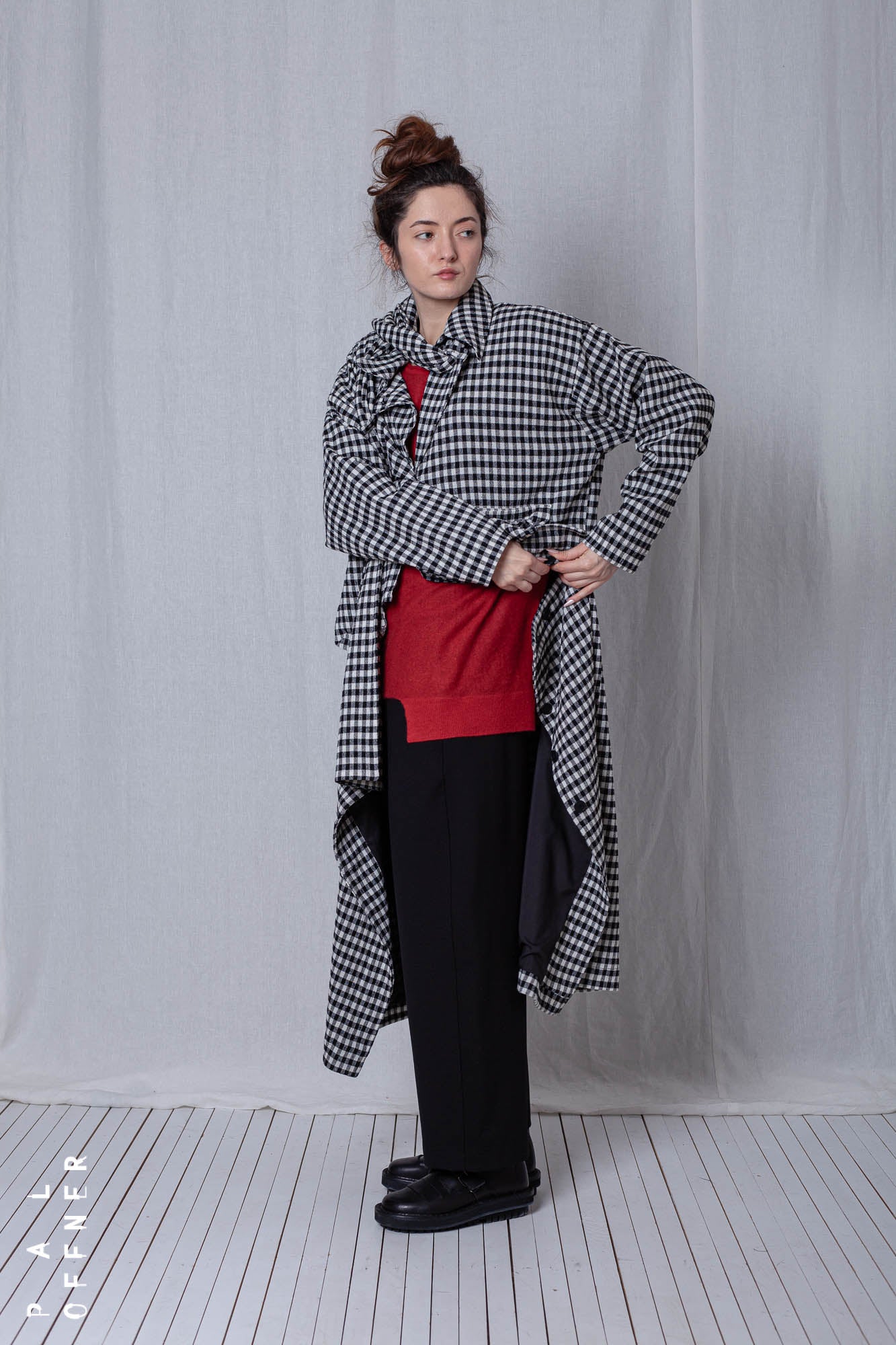 2 in 1 Coat_Checked Cotton Mix