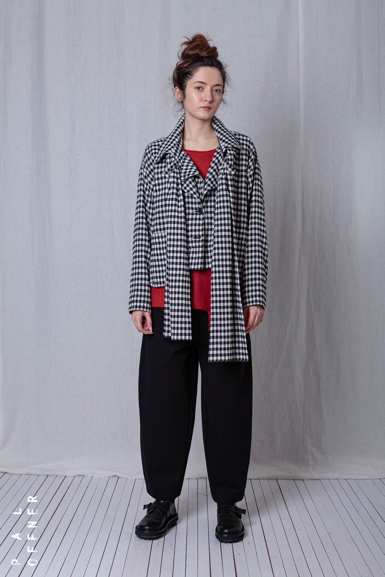 2 in 1 Coat_Checked Cotton Mix