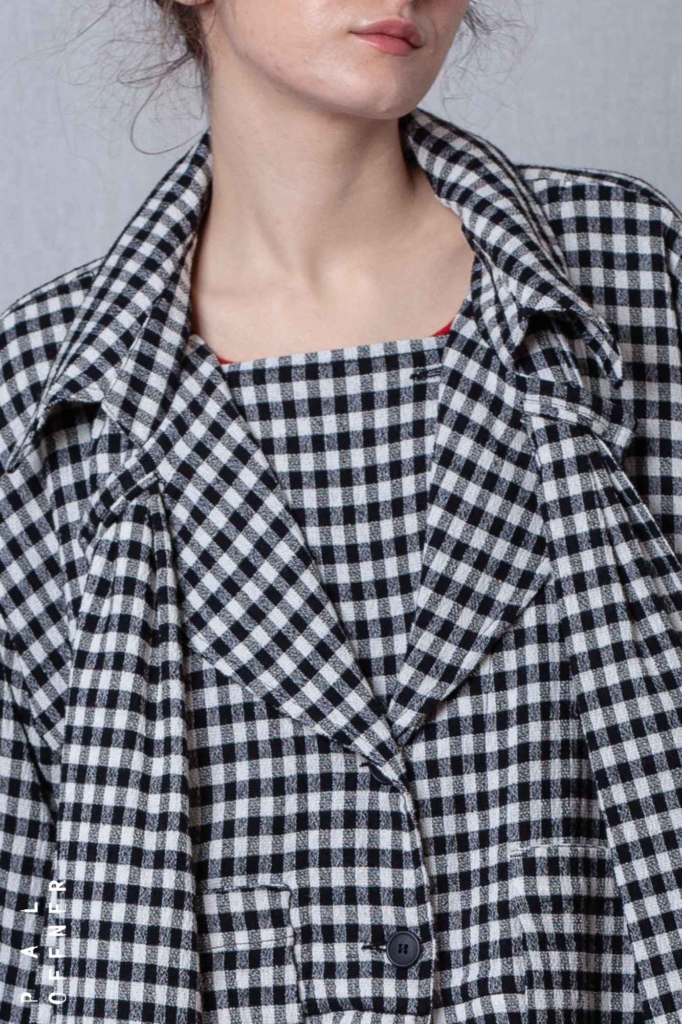 2 in 1 Coat_Checked Cotton Mix