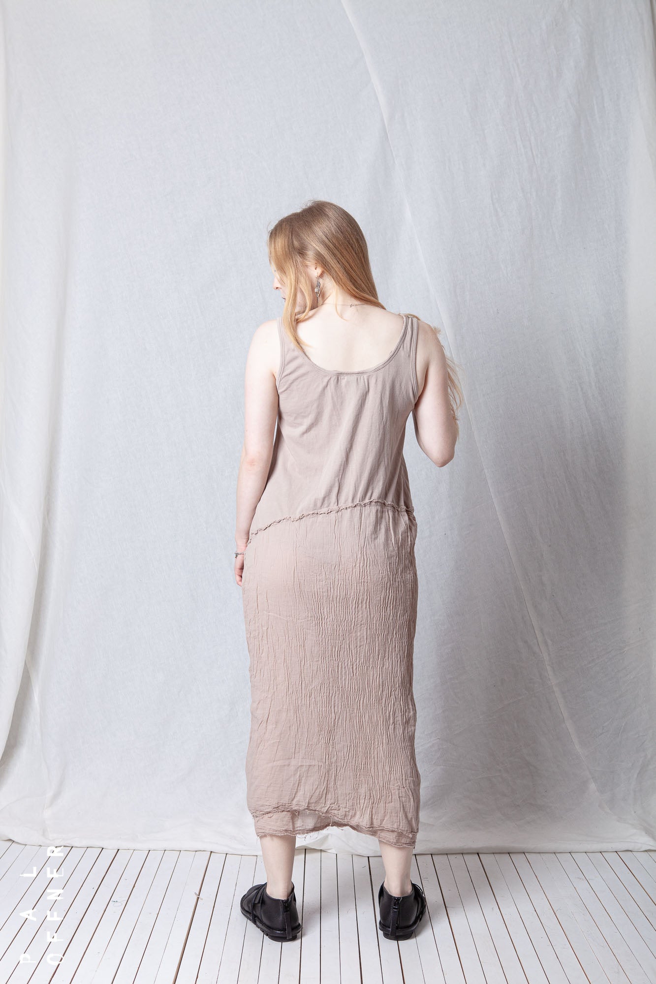 Asymmetric O-Shape Dress_Cotton Jersey + Voile