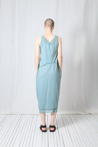 Asymmetric O-Shape Dress_Cotton Jersey + Voile + Mesh