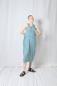 Asymmetric O-Shape Dress_Cotton Jersey + Voile + Mesh