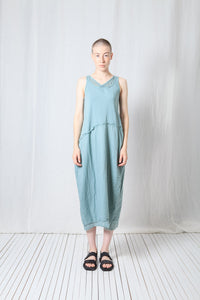 Asymmetric O-Shape Dress_Cotton Jersey + Voile + Mesh