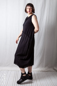 Asymmetric O-Shape Dress_Cotton Jersey + Voile + Mesh