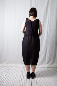 Asymmetric O-Shape Dress_Cotton Jersey + Voile + Mesh