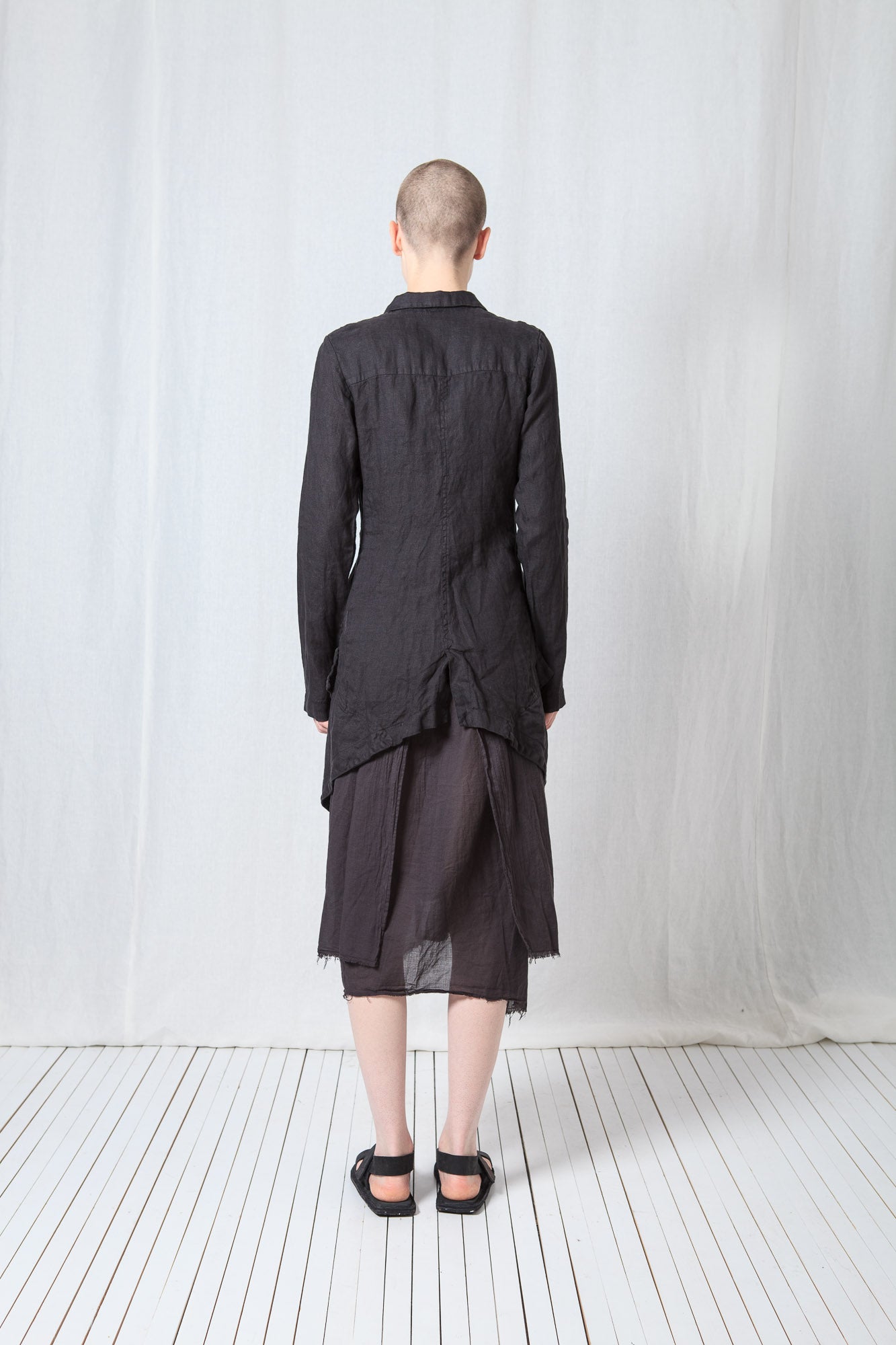 Asymmetric Penguin Coat_Linen