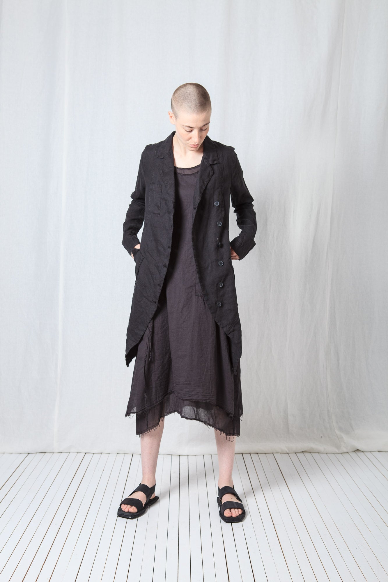 Asymmetric Penguin Coat_Linen