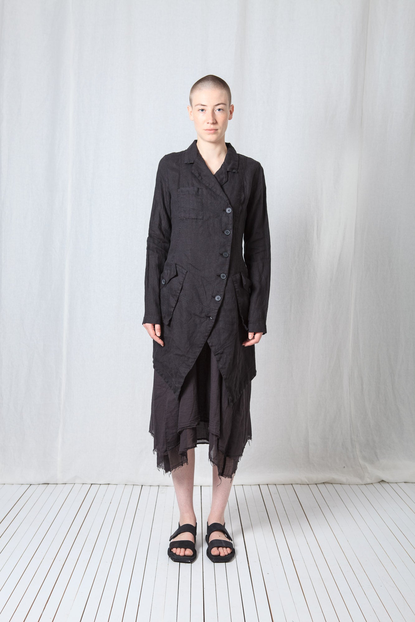 Asymmetric Penguin Coat_Linen