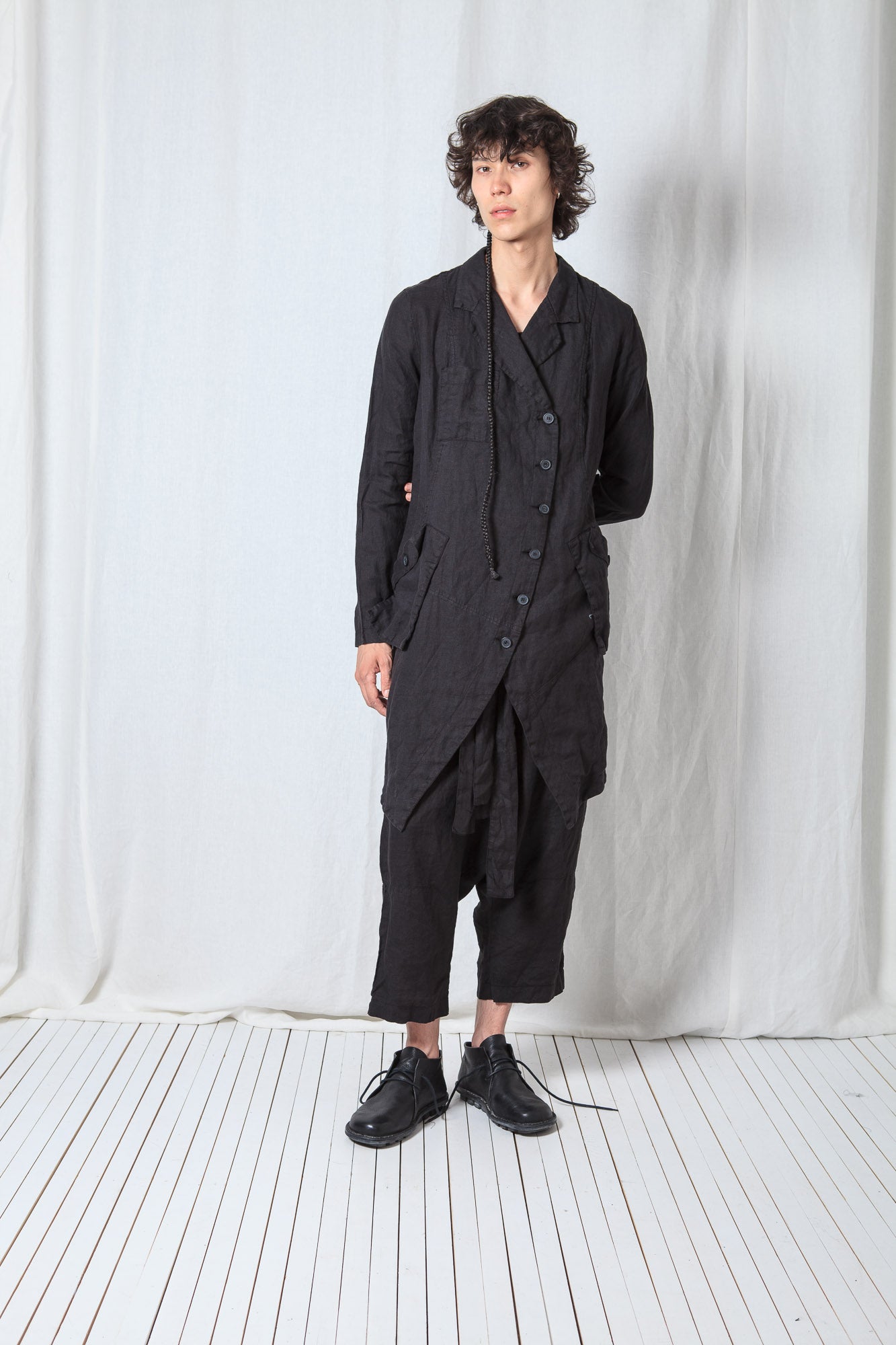 Asymmetric Penguin Coat_Linen