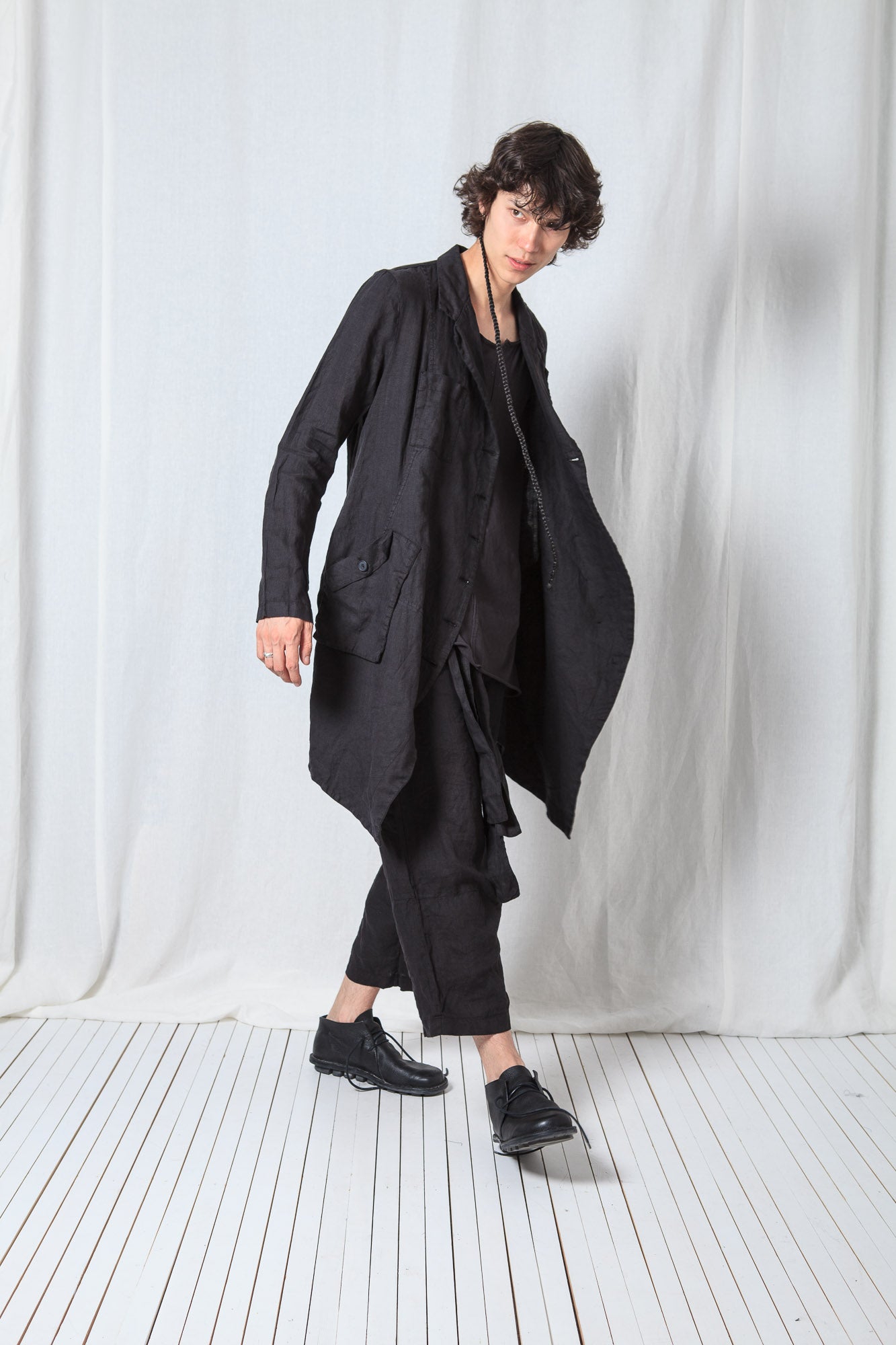 Asymmetric Penguin Coat_Linen