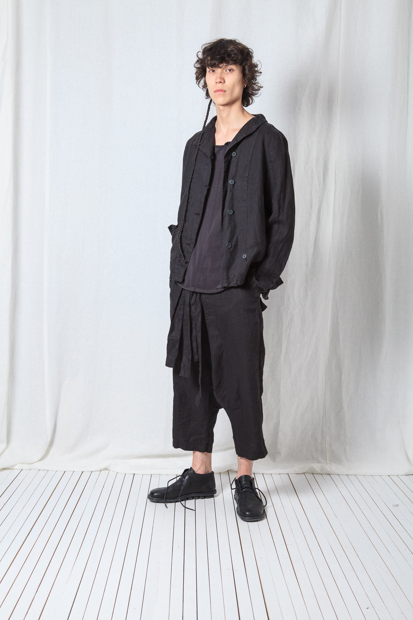 Asymmetric Short Jacket_Linen