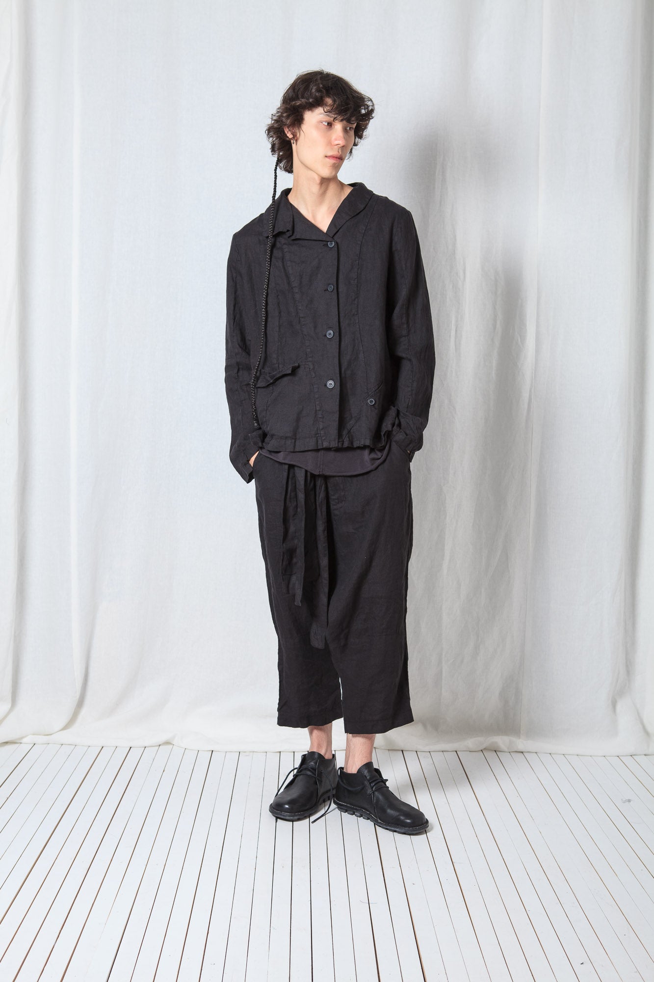 Asymmetric Short Jacket_Linen