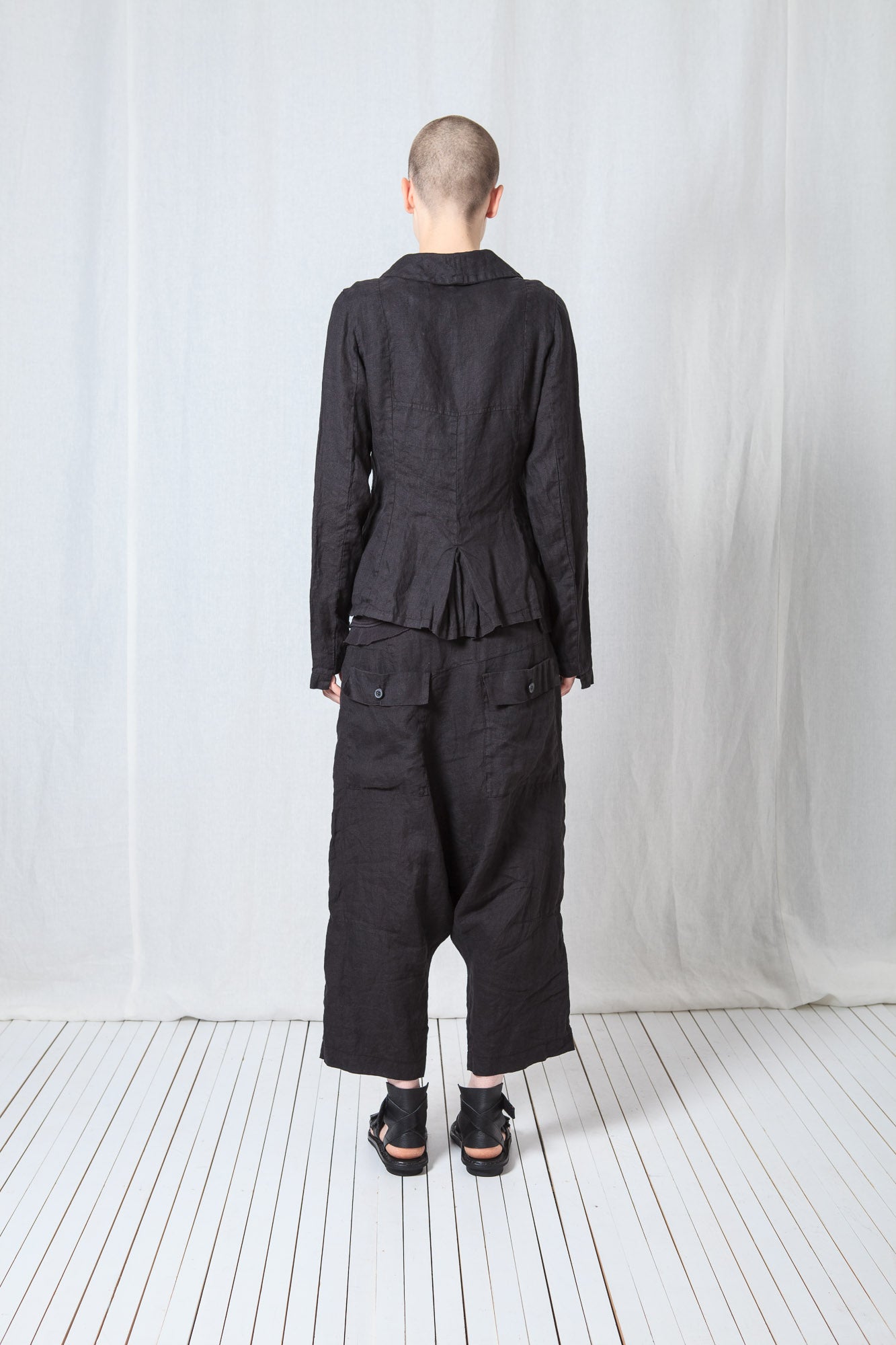 Asymmetric Short Jacket_Linen