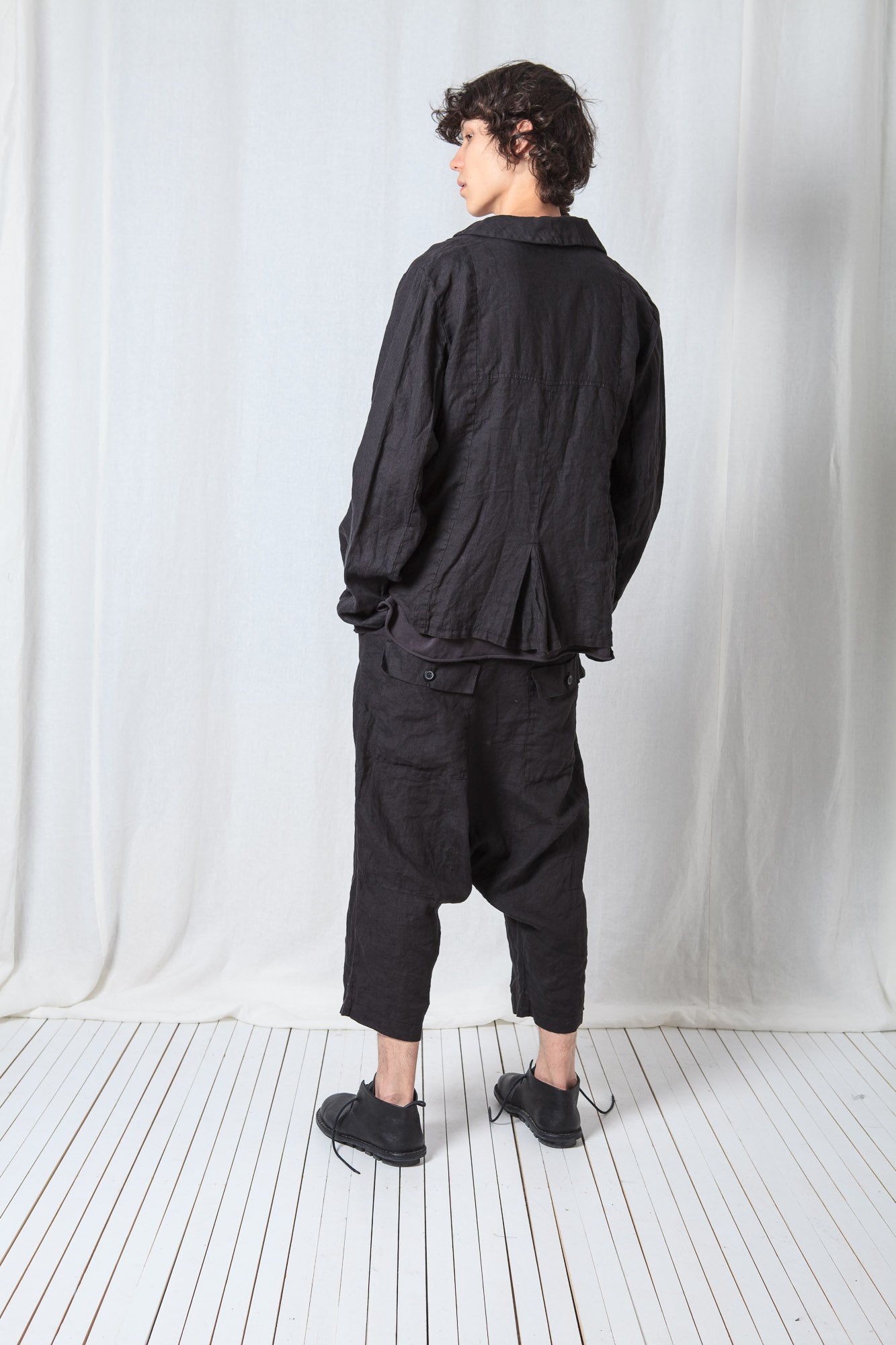 Asymmetric Short Jacket_Linen