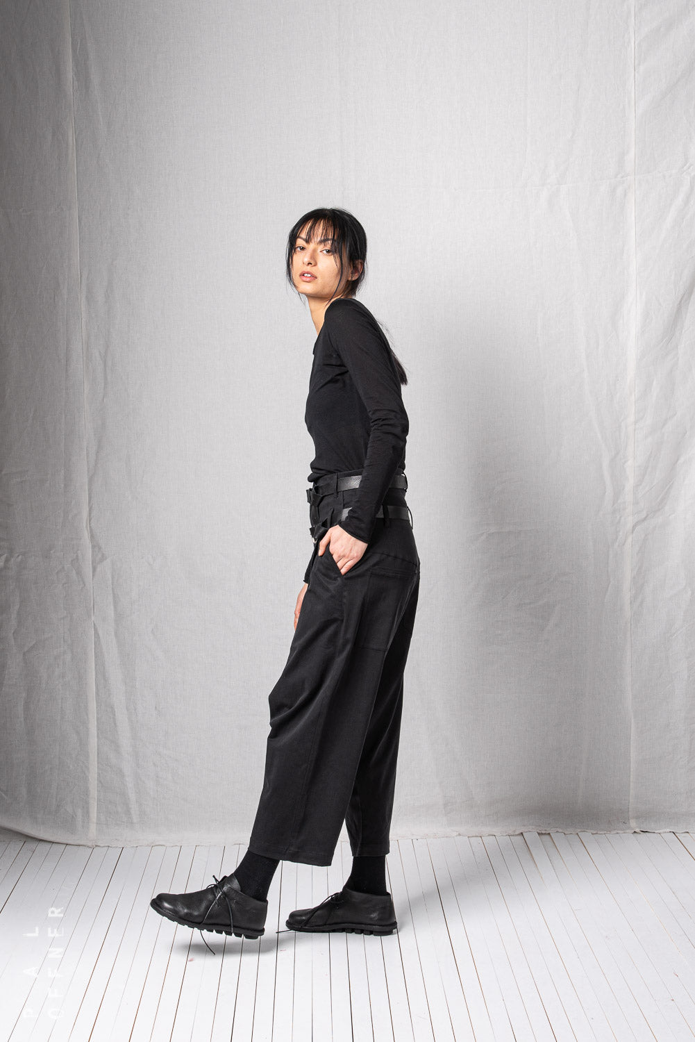 Big Double Belted Trousers_Soft Tencel Stretch