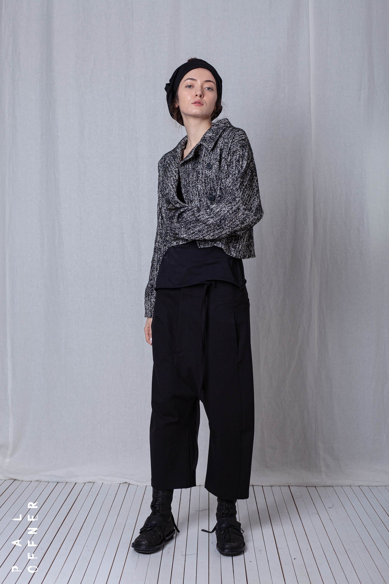 Boxy Jacket_Herringbone Cotton Mix