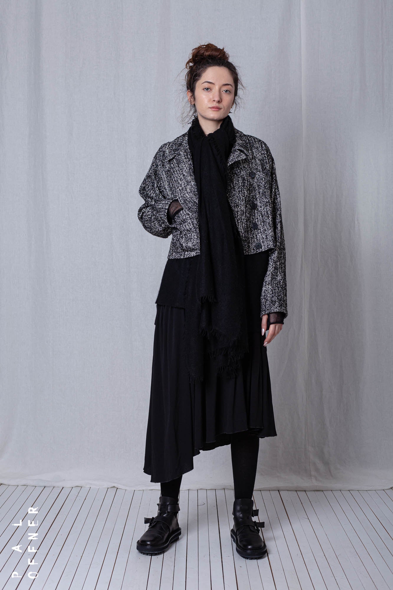 Boxy Jacket_Herringbone Cotton Mix