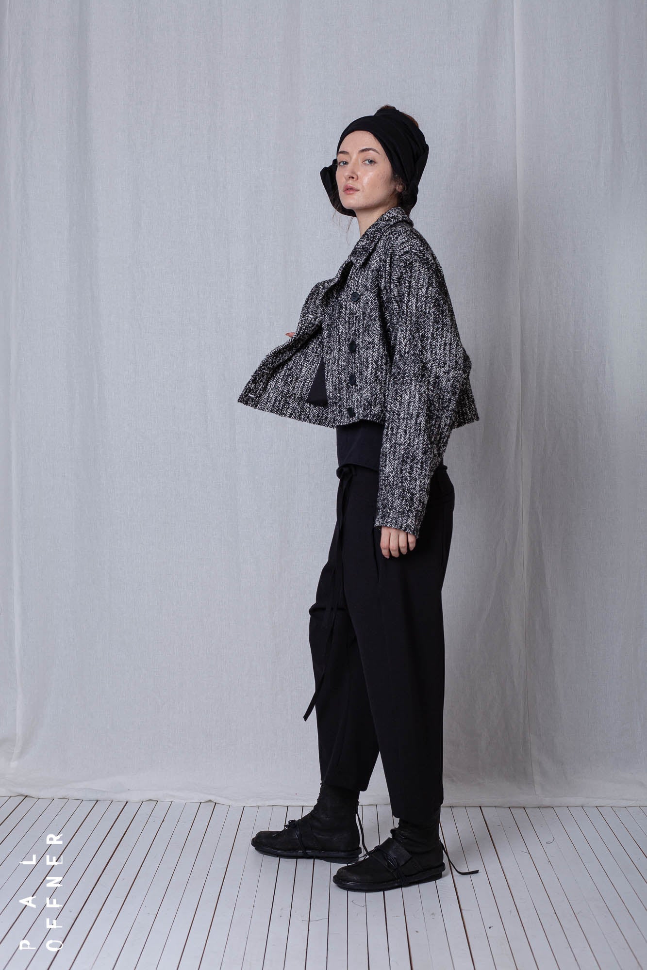 Boxy Jacket_Herringbone Cotton Mix