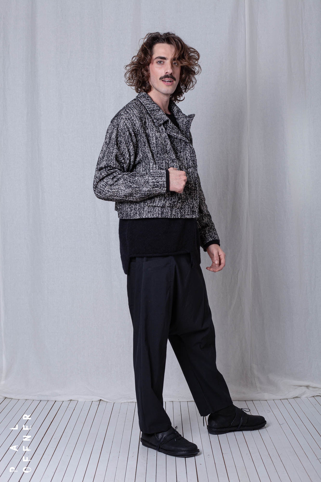 Boxy Jacket_Herringbone Cotton Mix