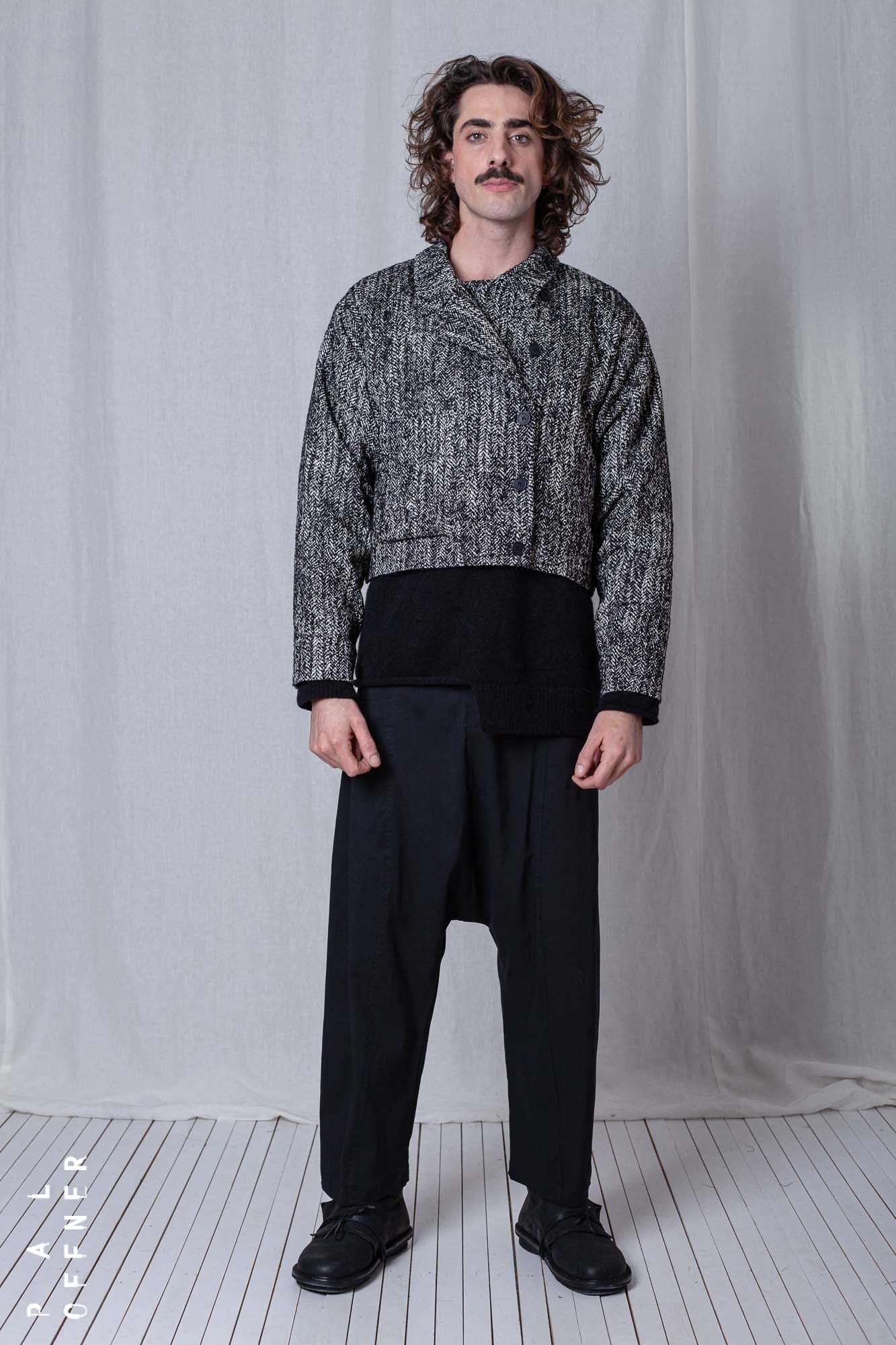 Boxy Jacket_Herringbone Cotton Mix