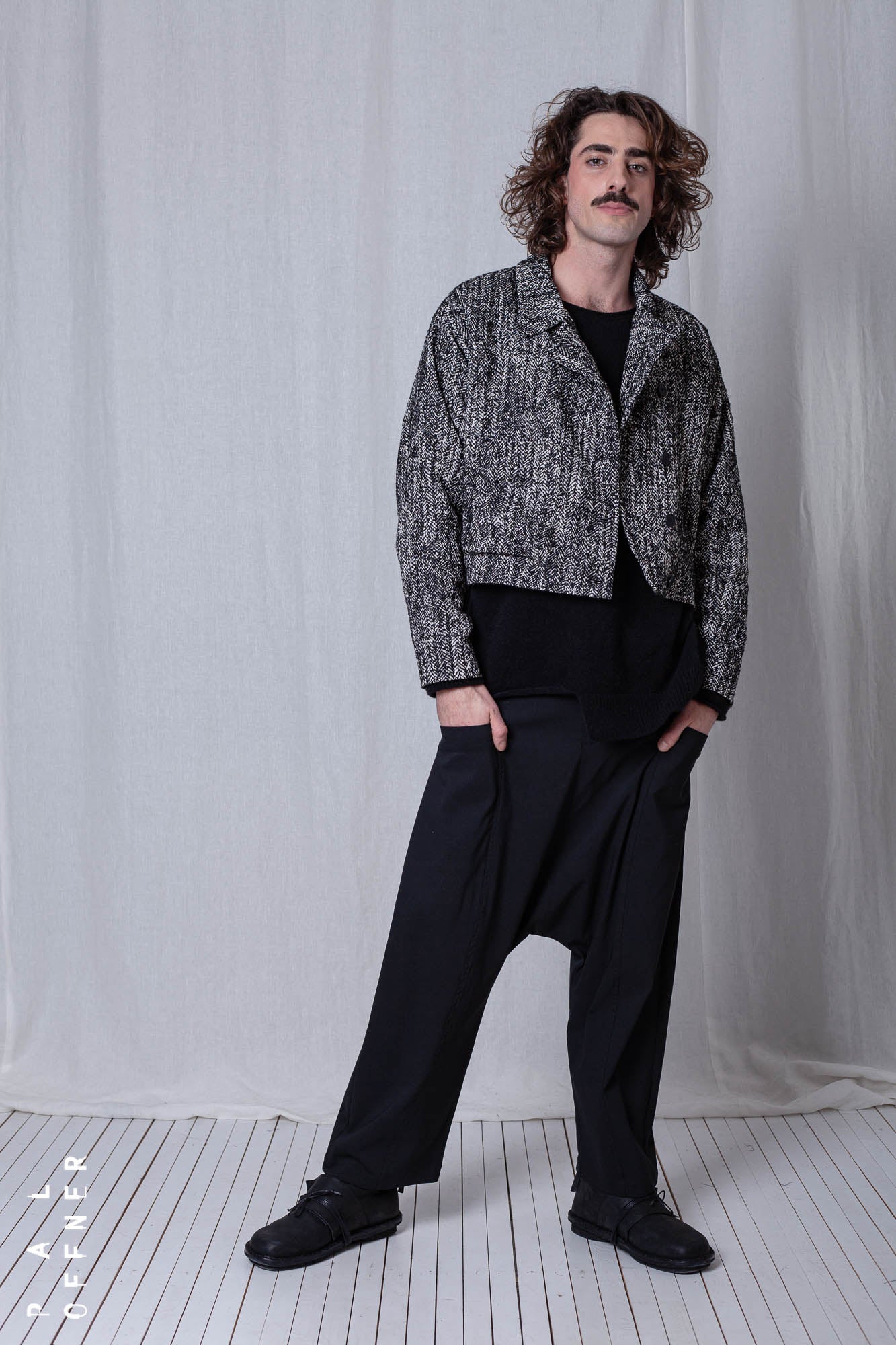 Boxy Jacket_Herringbone Cotton Mix