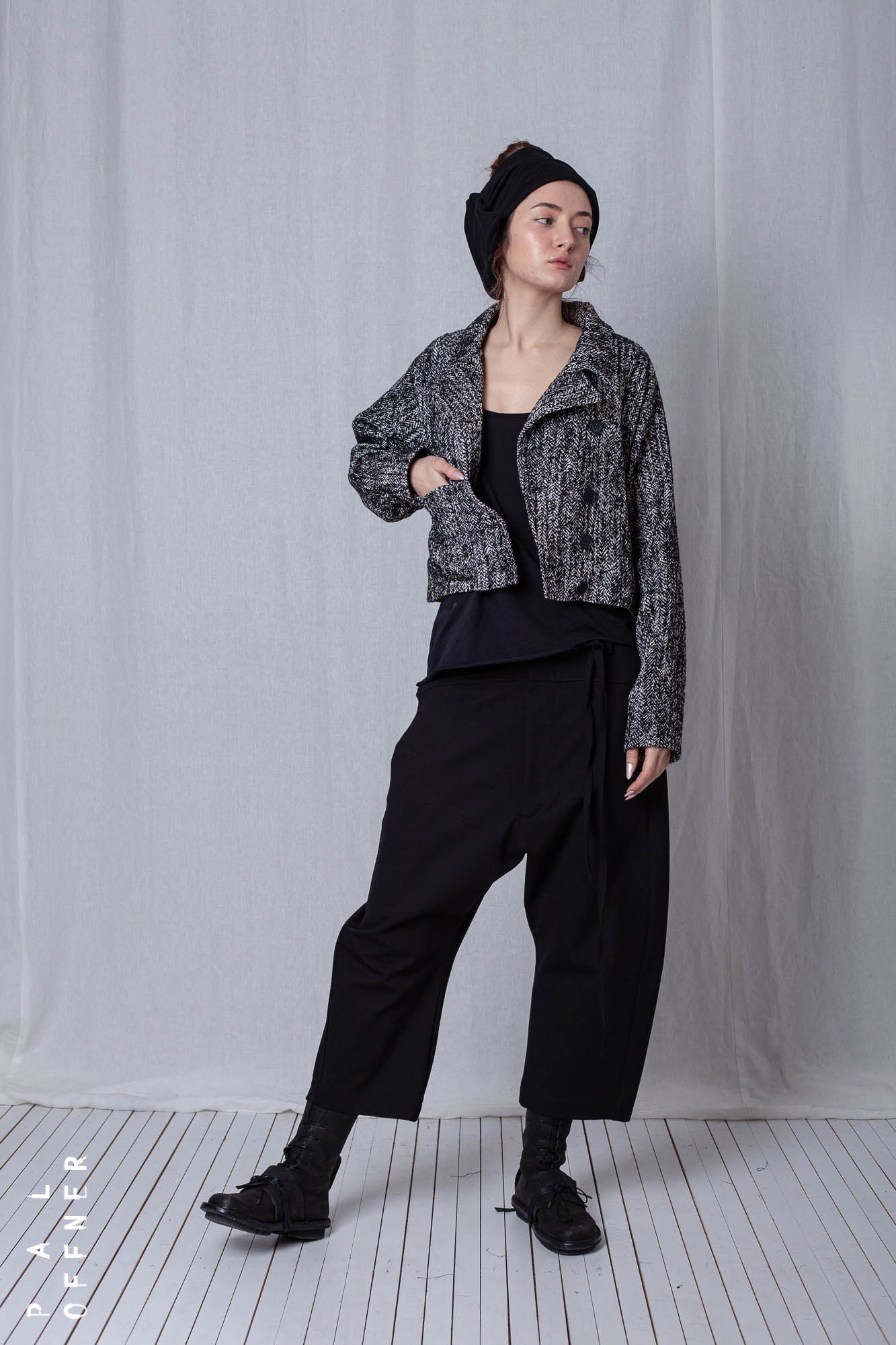 Boxy Jacket_Herringbone Cotton Mix