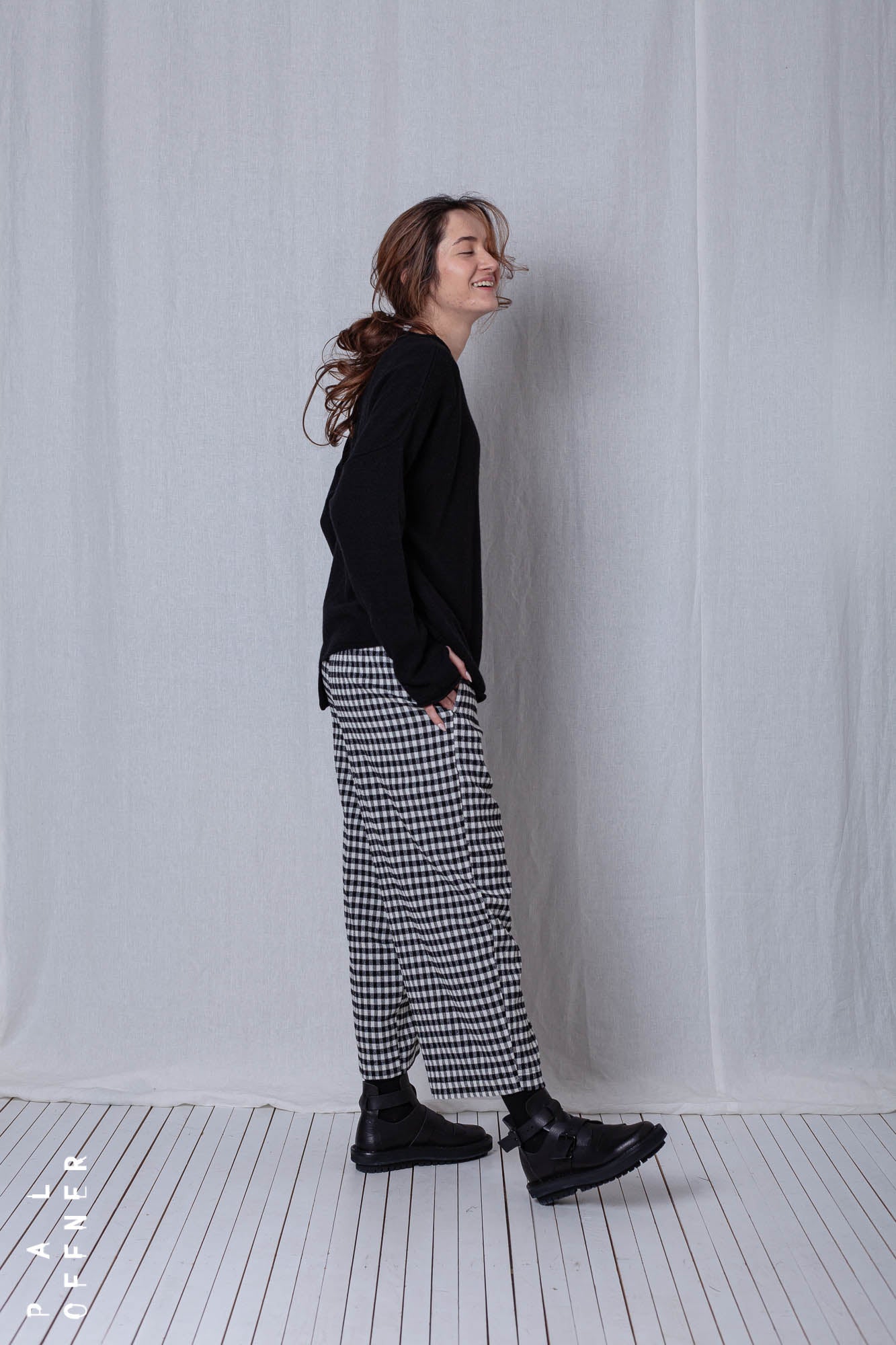 Casual Trousers_Checked Cotton Mix
