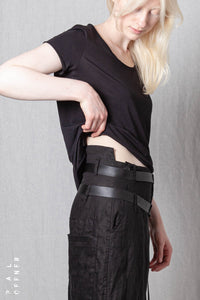 Cropped Double Belted Wide Leg Trousers_Linen