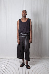 Cropped Double Belted Wide Leg Trousers_Linen