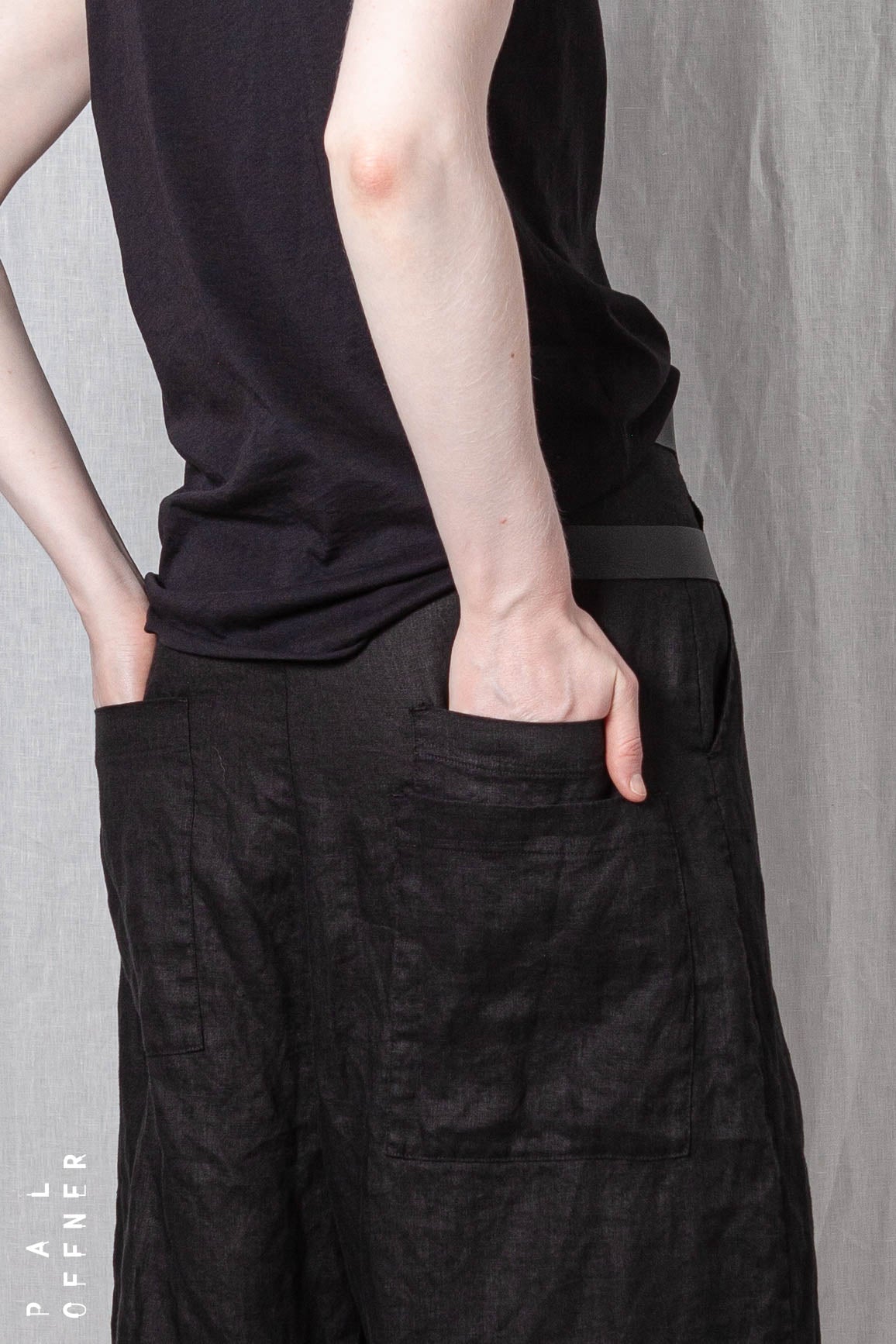 Cropped Double Belted Wide Leg Trousers_Linen