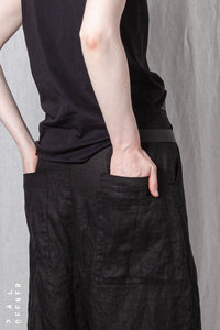 Cropped Double Belted Wide Leg Trousers_Linen