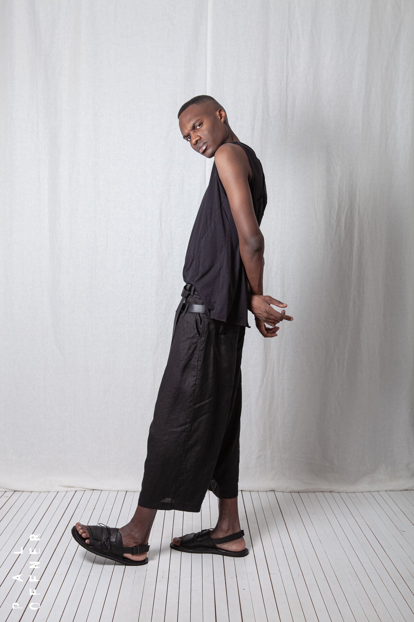 Cropped Double Belted Wide Leg Trousers_Linen