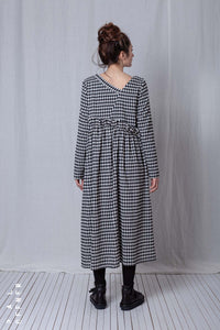 Easy Going Dress_Checked Cotton Mix