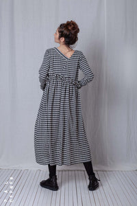 Easy Going Dress_Checked Cotton Mix