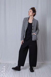 Fitted Jacket_Checked Cotton Mix