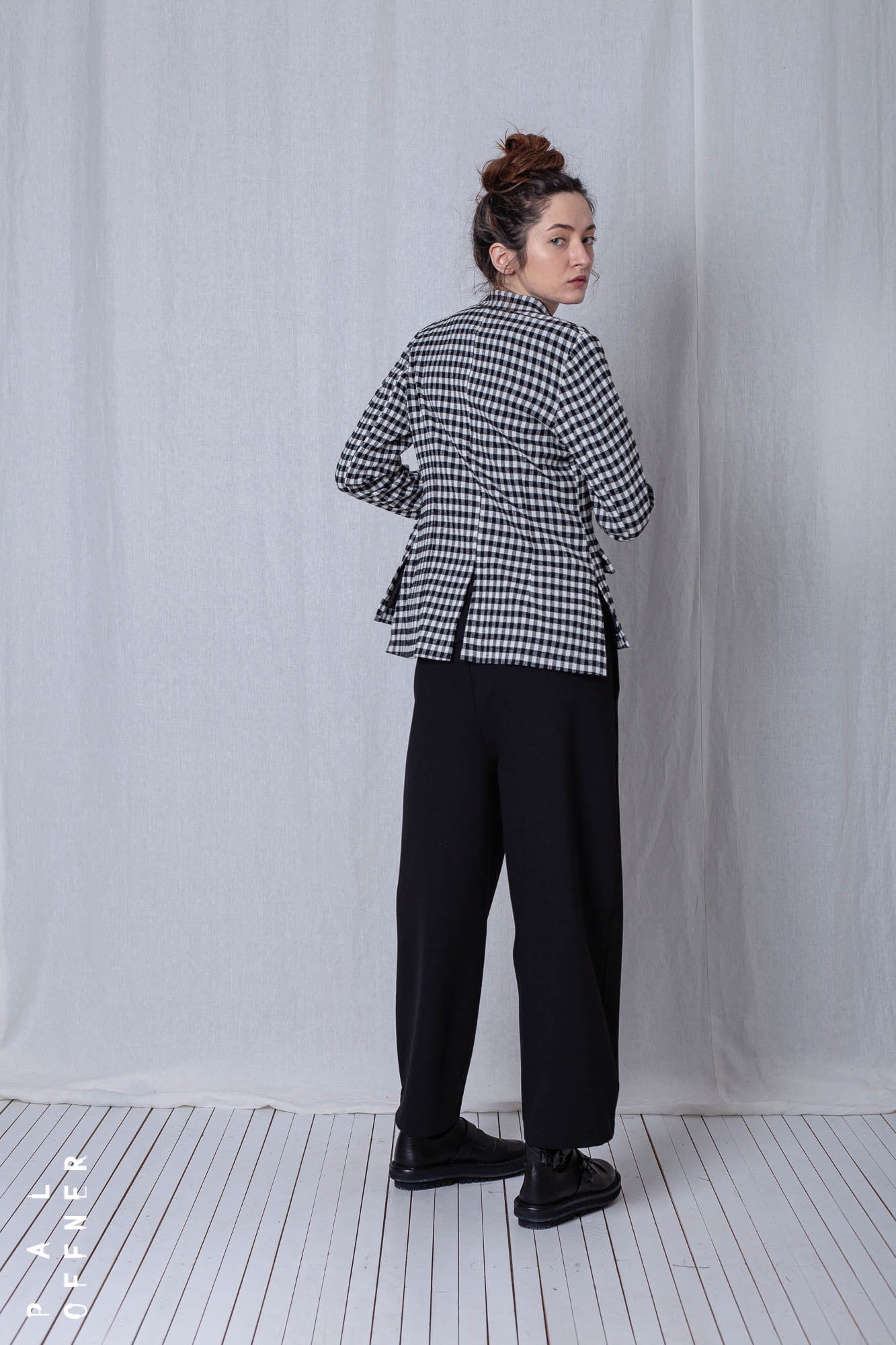 Fitted Jacket_Checked Cotton Mix