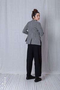 Fitted Jacket_Checked Cotton Mix