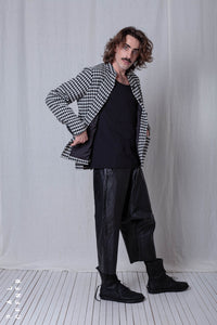 Fitted Jacket_Checked Cotton Mix