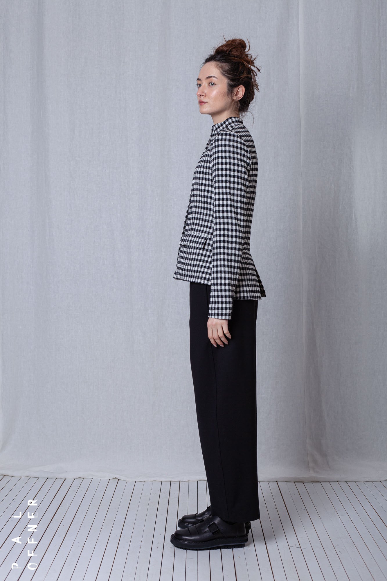 Fitted Jacket_Checked Cotton Mix