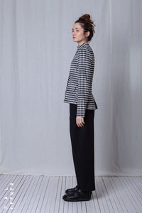 Fitted Jacket_Checked Cotton Mix