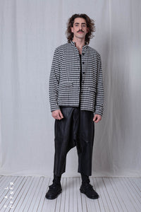 Fitted Jacket_Checked Cotton Mix