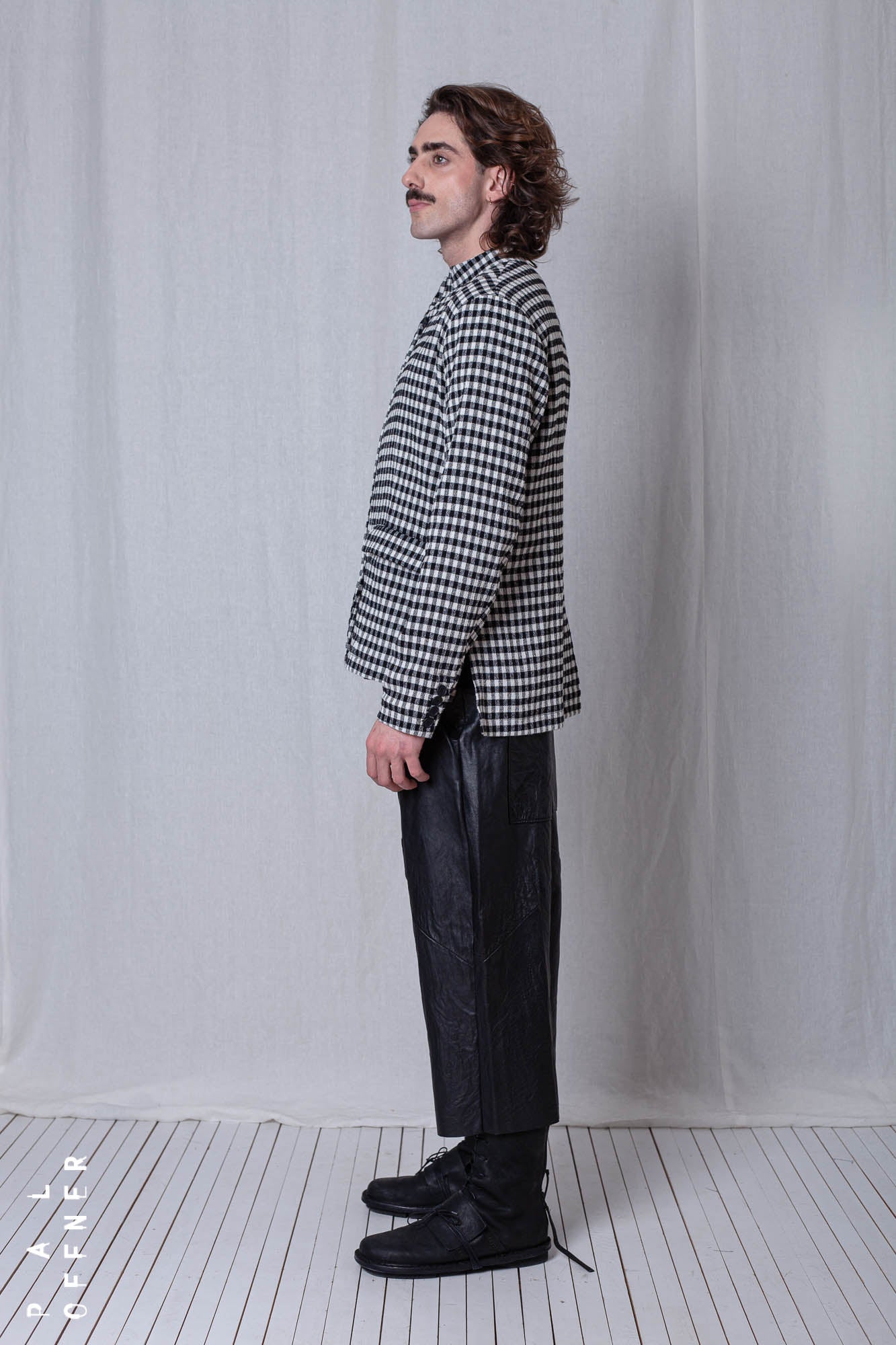 Fitted Jacket_Checked Cotton Mix