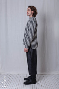 Fitted Jacket_Checked Cotton Mix