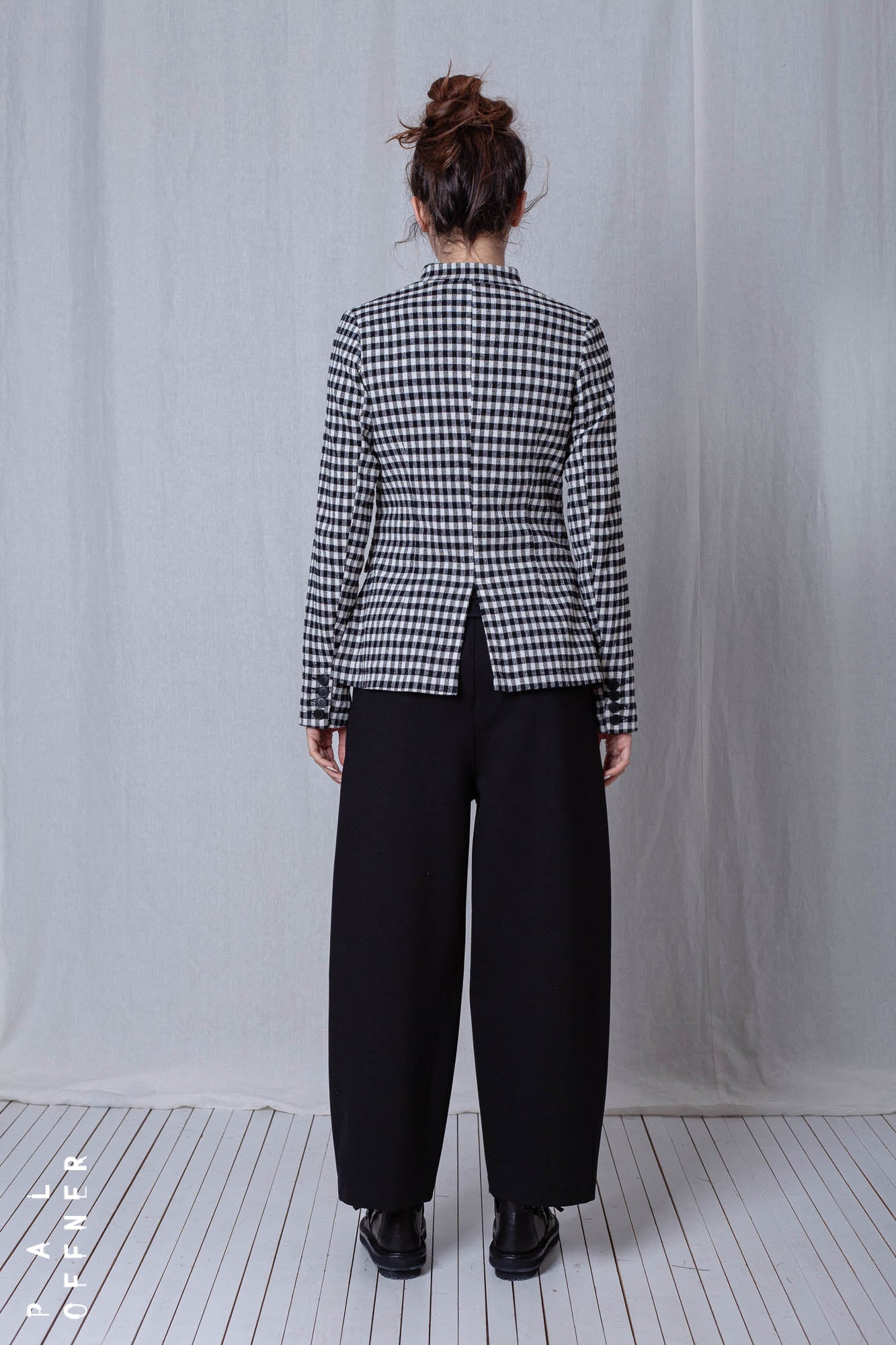 Fitted Jacket_Checked Cotton Mix