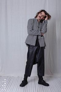 Fitted Jacket_Checked Cotton Mix
