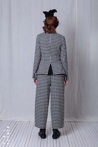 Fitted Peplum Jacket_Checked Cotton Mix