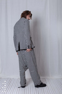 Fitted Peplum Jacket_Checked Cotton Mix